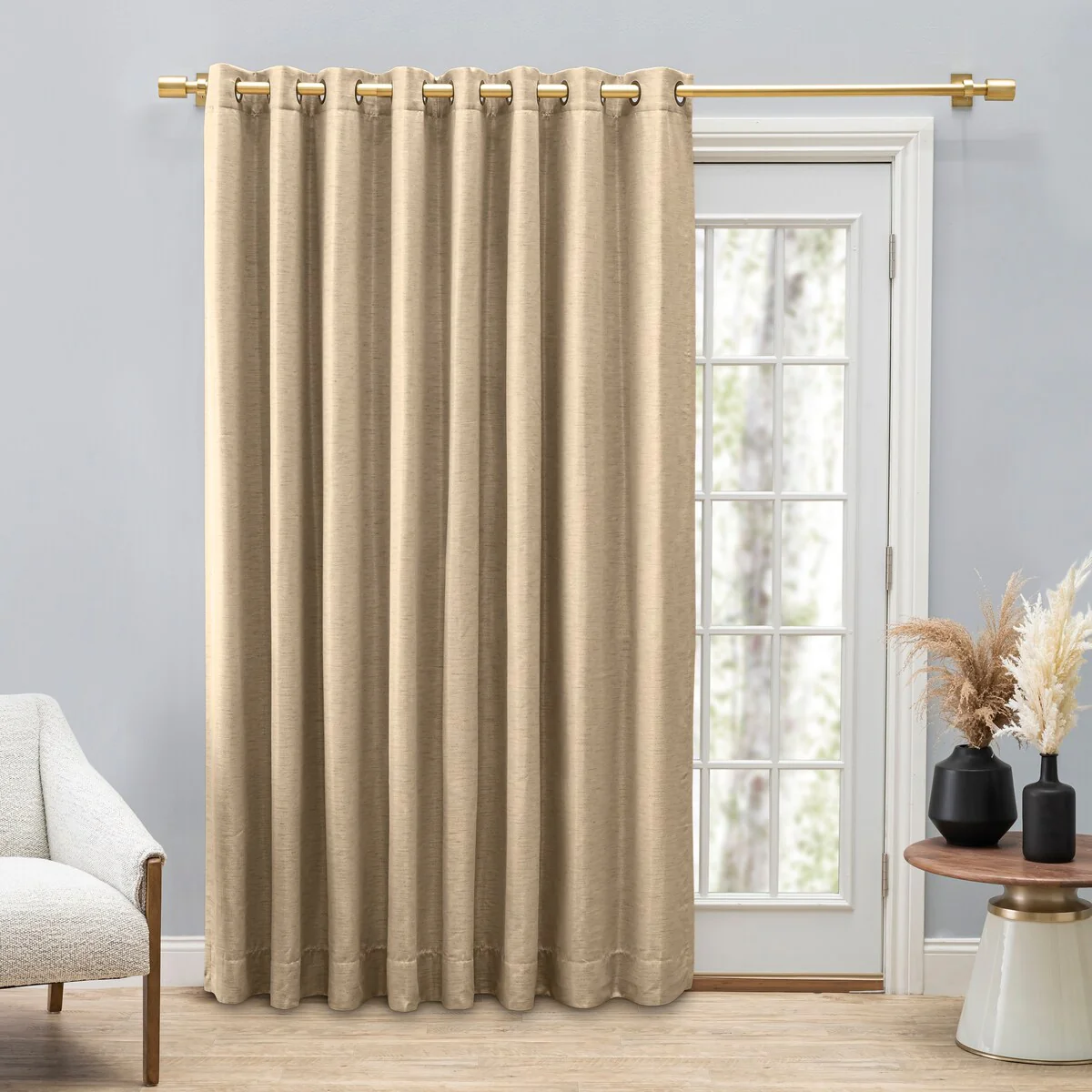 Porch & Den Grass Cloth Grommet Patio Panel - 110 x 84